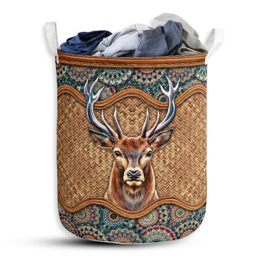 Deer Hunting Rattan Style Laundry Basket For Bathroom Bedroom Storage