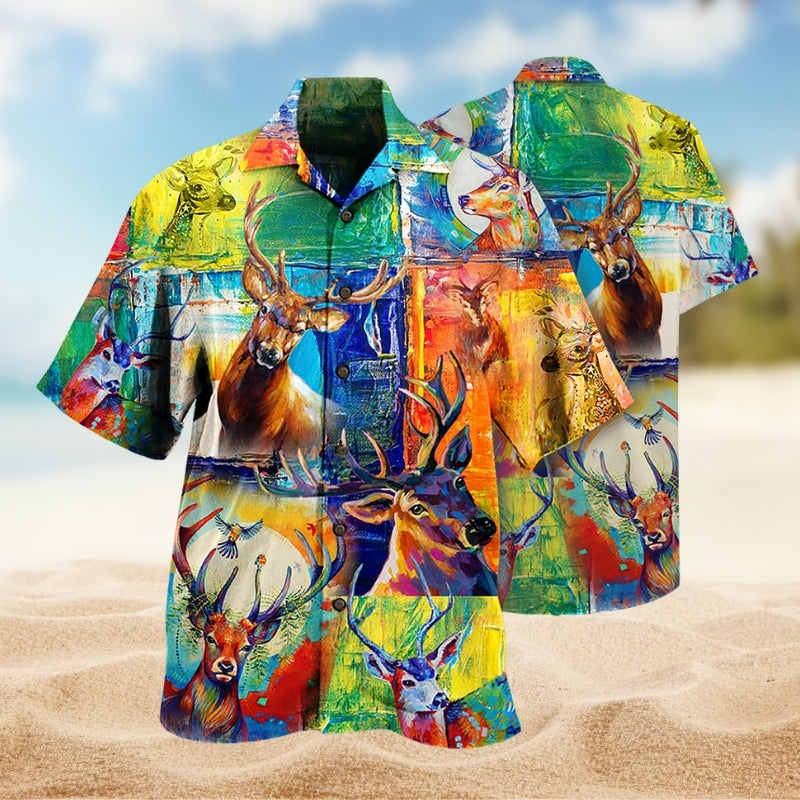 Deer Animals Hawaiian Shirt For Coastal Travel, Casual Events, And Comfortable Summer Wear