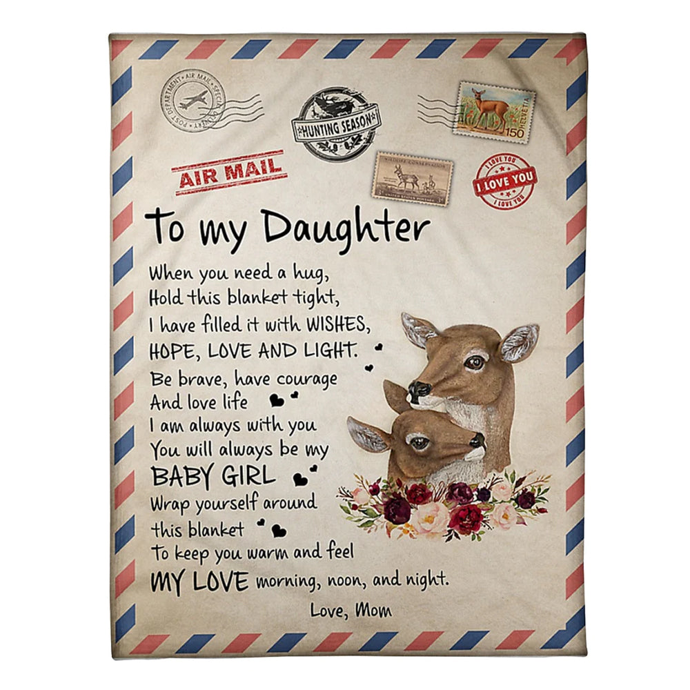 Deer Lover I Am Always With You Daughter Gift Flannel Blanket For Cozy Bedroom Sofa Decor