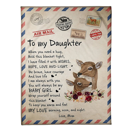 Deer Lover I Am Always With You Daughter Gift Flannel Blanket For Cozy Bedroom Sofa Decor