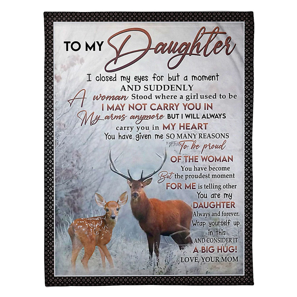 Deer My Heart Daughter Gift Flannel Blanket For Cozy Bedroom Sofa Decor