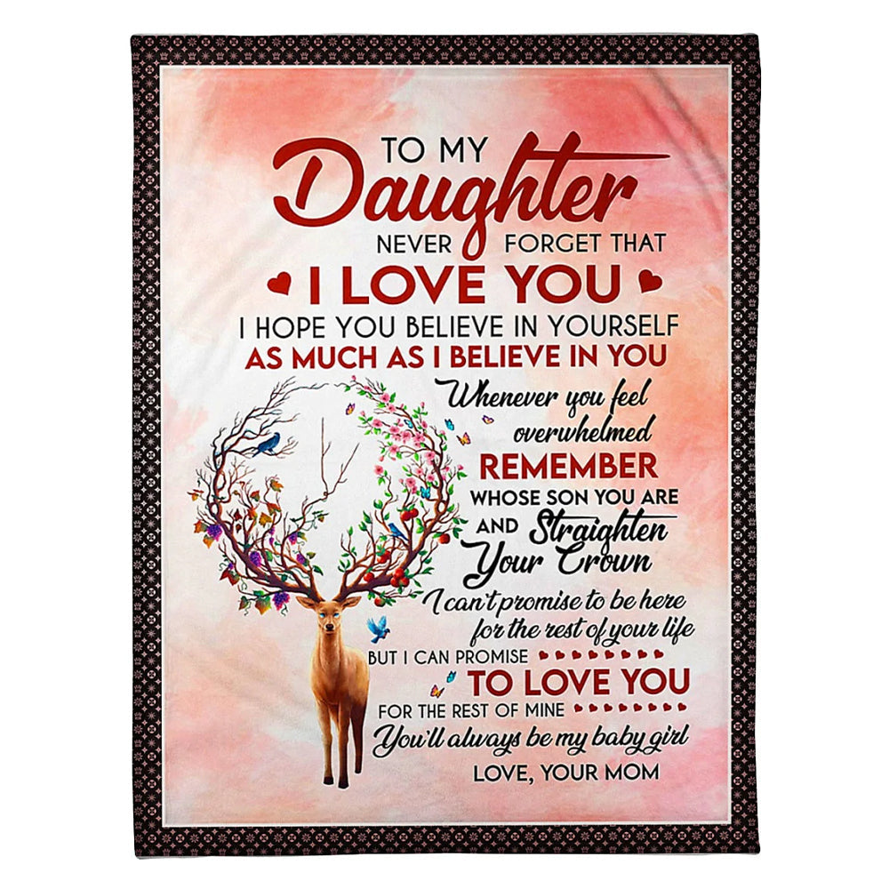 Deer Never Forget That I Love Mom Flannel Blanket For Cozy Bedroom Sofa Decor