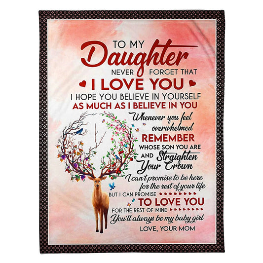 Deer Never Forget That I Love Mom Flannel Blanket For Cozy Bedroom Sofa Decor