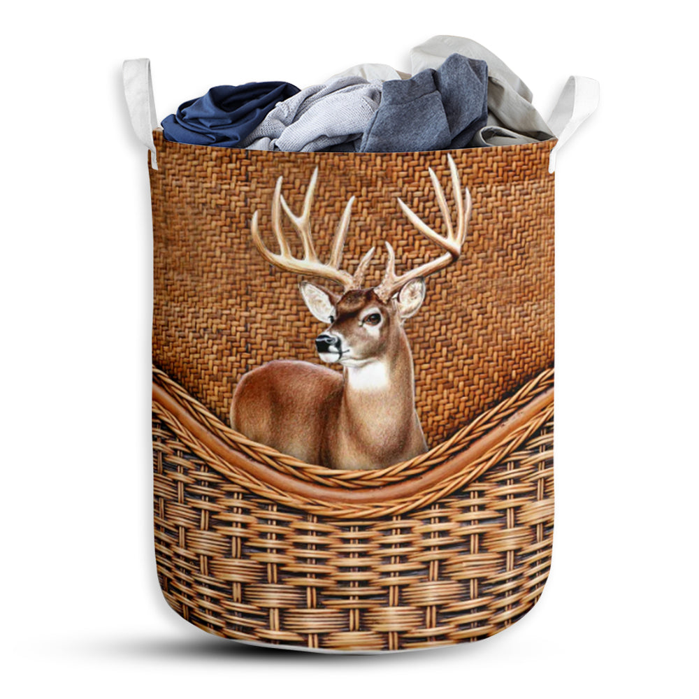 Deer Rattan Texture Style Laundry Basket For Bathroom Bedroom Storage
