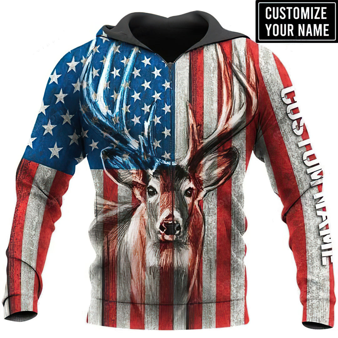 Deer Hunting America Personalized Hoodie For Forest Outings Travel Days And Relaxed Casual Comfort