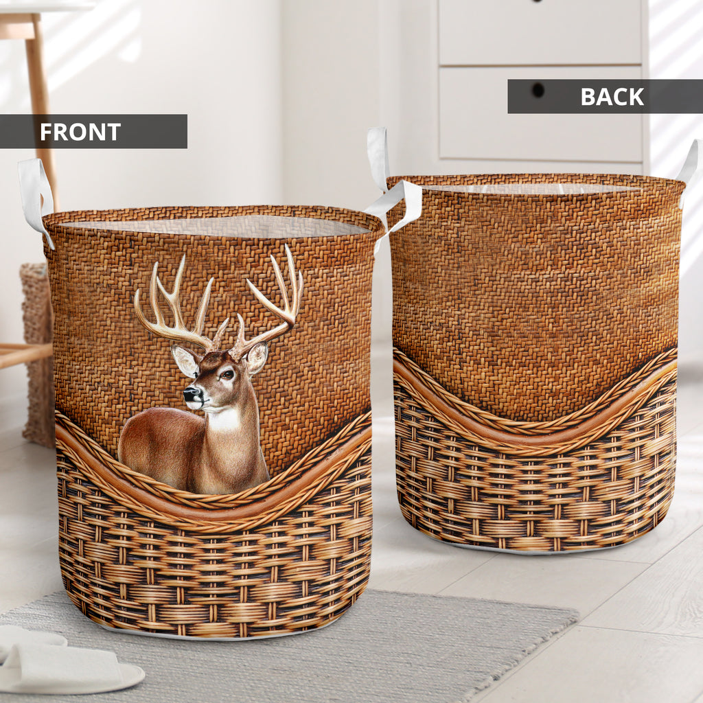 Deer Rattan Texture Style Laundry Basket For Room Home Organizer