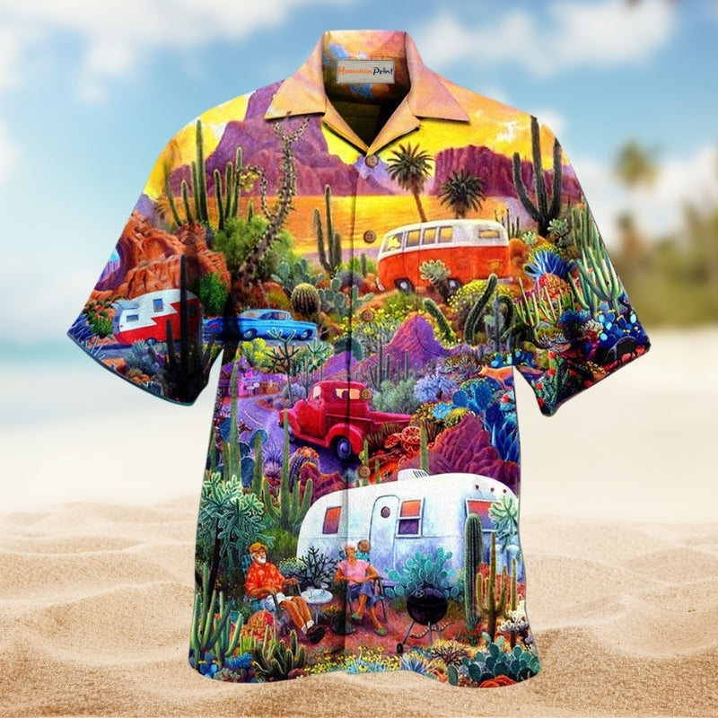 Relaxed Desert Landscape Hawaiian Shirt For Tropical Holidays Resort Trips And Everyday Summer Style