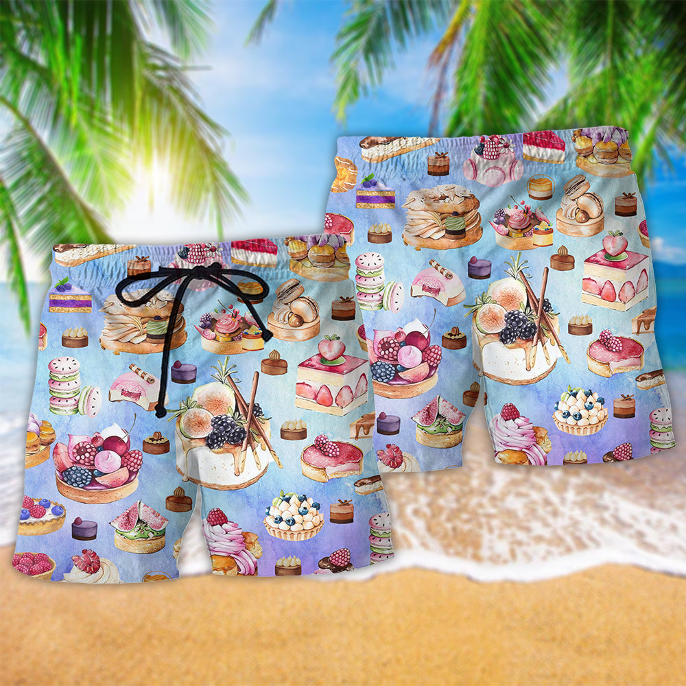 Purple Dessert Cute Food Beach Shorts Design Detail For Weekend Getaways And Beach Days