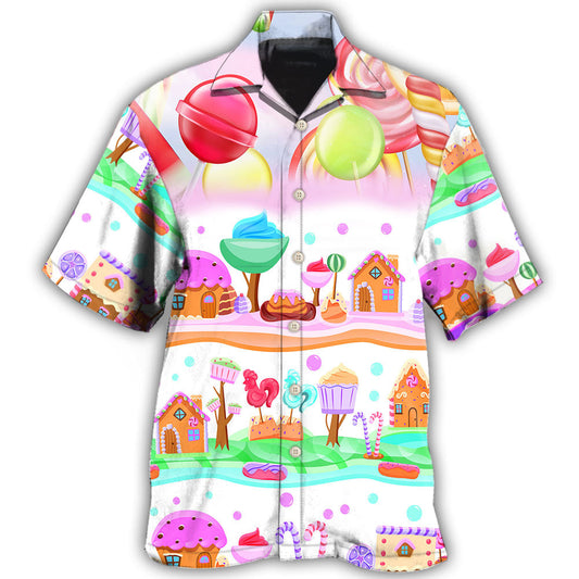 Colorful Dessert Cookies Candy Lollipop Hawaiian Shirt For Coastal Travel, Casual Events, And Comfortable Summer Wear