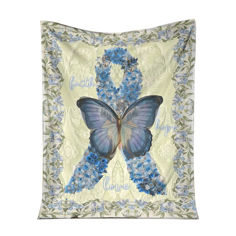 Diabetes Awareness Butterfly Flannel Blanket For Cozy Bedroom Sofa Decor