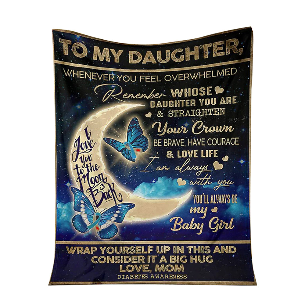 Diabetes Awareness Daughter Butterfly Flannel Blanket For Cozy Bedroom Sofa Decor