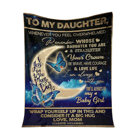 Diabetes Awareness Daughter Butterfly Flannel Blanket For Cozy Bedroom Sofa Decor