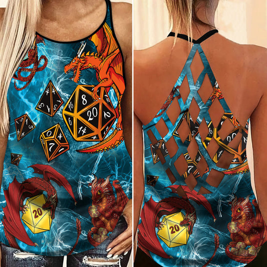 D20 Fullcolor Hollow Tank Top For Yoga Practice And Vacation Outfits