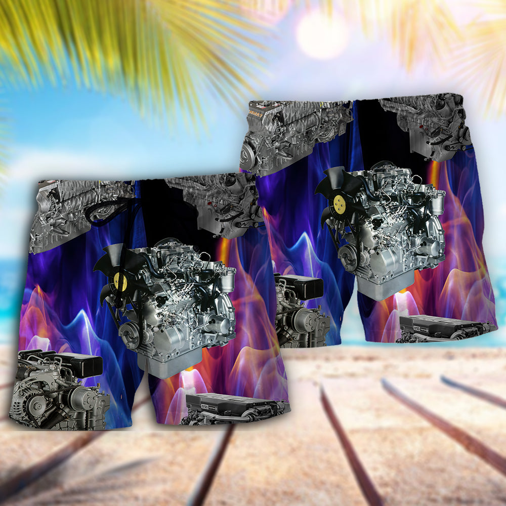 Diesel Engine Power Machine Beach Shorts For Coastal Adventures And Relaxed Summer Wear