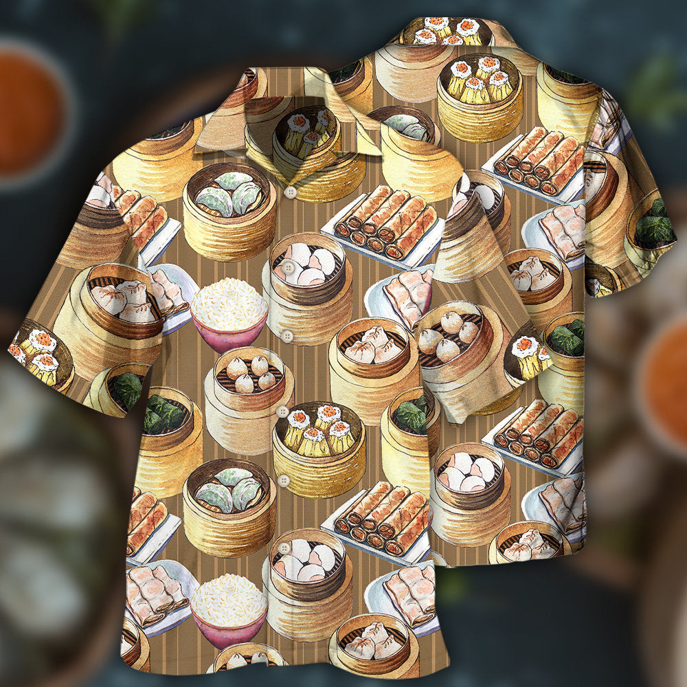 Creative Delicious Dimsum Food Hawaiian Shirt For Tropical Holidays, Outdoor Gatherings, And Everyday Comfort