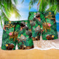 Dinosaur Aloha Colorful Style Hawaiian Print Beach Shorts For Beach Days And Coastal Travel
