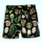 Dinosaur Tropical Leaf Wildlife Beach Shorts Artwork Detail For Comfortable Everyday Summer Wear