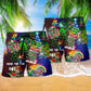 Christmas Dinosaur Night Beach Shorts Pattern Detail For Poolside Fun And Relaxed Holiday Style