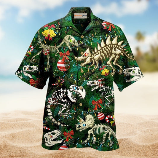 Dinosaur Christmas Wish Hawaiian Shirt For Island Getaways Holiday Parties And Relaxed Vacation Wear