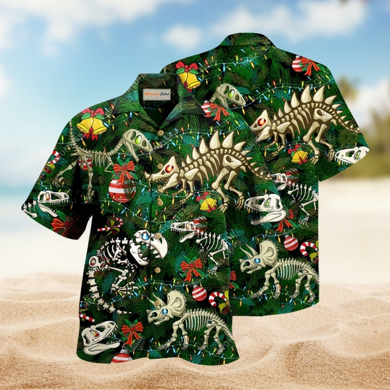 Dinosaur Christmas Wish Hawaiian Shirt For Island Getaways Holiday Parties And Relaxed Vacation Wear
