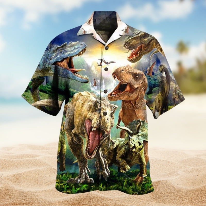 Dinosaur Roarsome Hawaiian Shirt For Coastal Getaways, Outdoor Gatherings, And Thoughtful Gift Giving