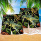 Dinosaur Ancient Jungle Adventure Beach Shorts Design Detail For Casual Warm Weather Outfits
