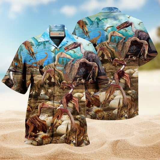 Dinosaur King Sky Hawaiian Shirt For Summer Vacation, Beach Travel, And Casual Wear