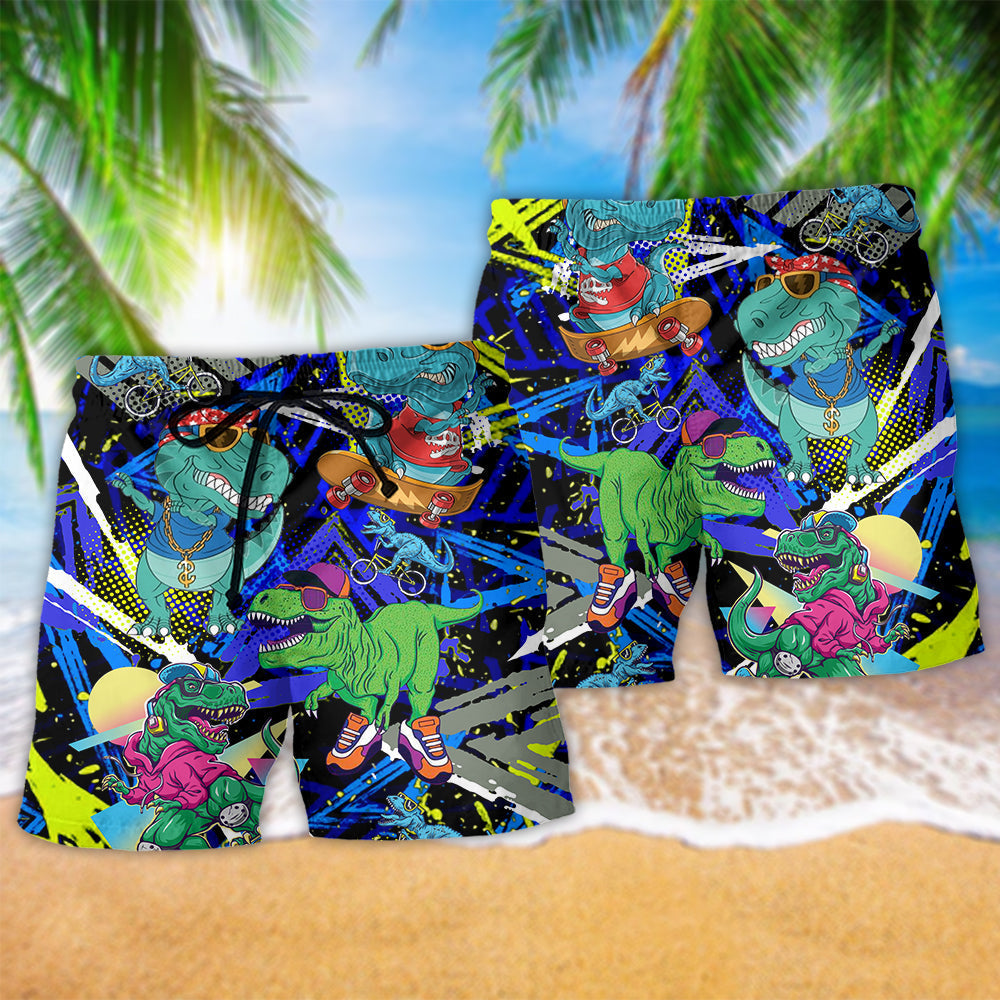 Roaring Dinosaur Beach Shorts Pattern Detail For Outdoor Activities And Thoughtful Gift Giving