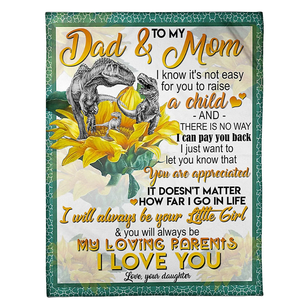 Dinosaur Lover Dad And Mom Dinosaur You Are Appreciated Flannel Blanket For Cozy Bedroom Sofa Decor