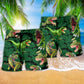 Green Dinosaur Beach Shorts Pattern Detail For Leisure Travel And Comfortable Daily Wear