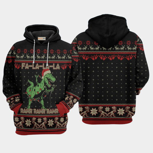 Dinosaur Christmas Rawr Hoodie For Festive Celebrations Seasonal Trips And Relaxed Winter Wear