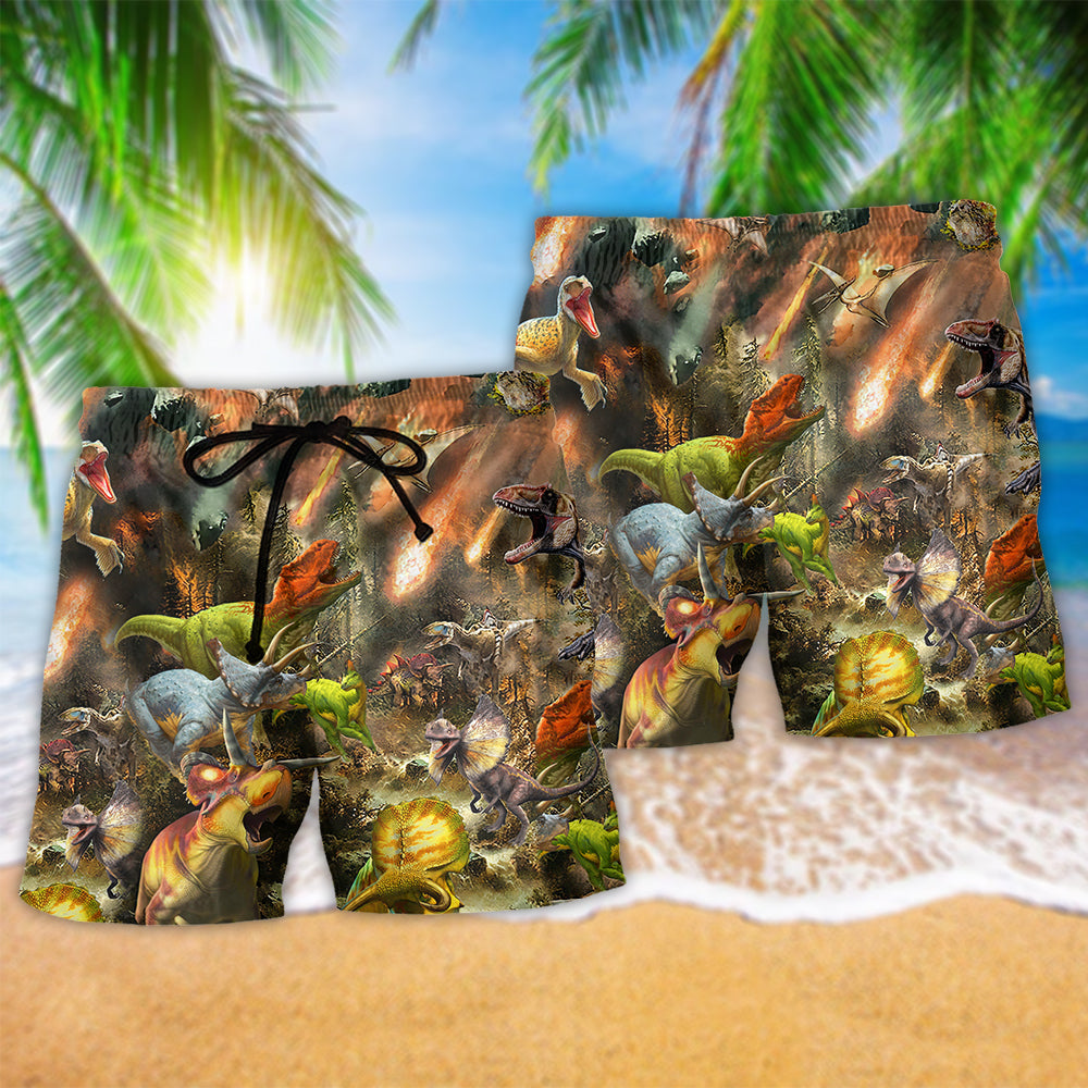 Dinosaur Friends Adventure Beach Shorts Pattern Detail For Seaside Leisure And Easy Warm Weather Wear
