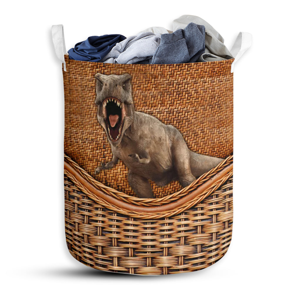 Dinosaur Rattan Texture Laundry Basket For Bathroom Bedroom Storage