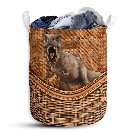 Dinosaur Rattan Texture Laundry Basket For Bathroom Bedroom Storage