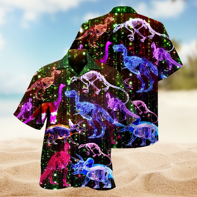 Dinosaur Sparkling Ray Hawaiian Shirt For Tropical Holidays, Outdoor Gatherings, And Everyday Comfort