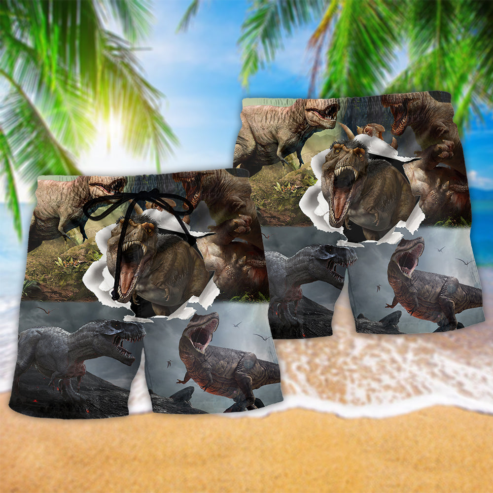 T Rex Dinosaur Cool Adventure Beach Shorts Print Detail For Beach Activities And Vacation Wear