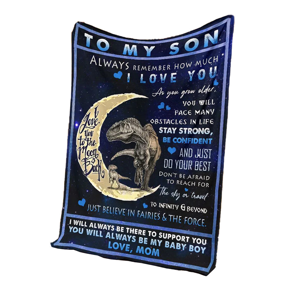 Dinosaur To My Son I Love You Flannel Blanket For Cozy Bedroom Sofa Decor