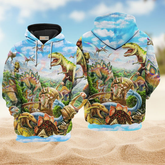 Dinosaur Rawrsome World Hoodie For Fantasy Lovers Casual Streetwear Travel And Everyday Comfort