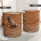 Dinosaur Rattan Texture Laundry Basket For Room Home Organizer