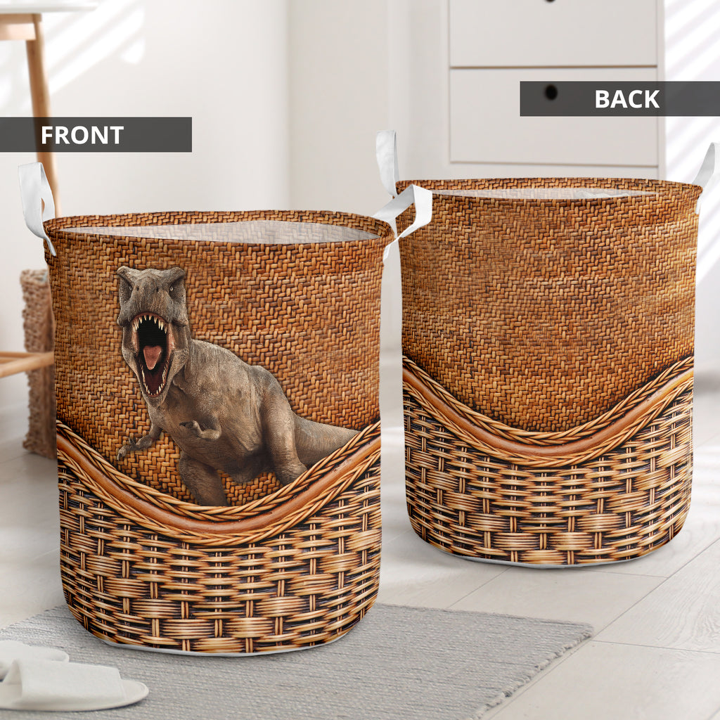 Dinosaur Rattan Texture Laundry Basket For Room Home Organizer