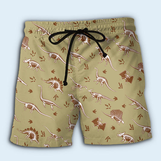 Dinosaur Fun Basic Beach Shorts Design View For Poolside Relaxation And Holiday Trips