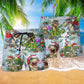 Dinosaurs And Merry Xmas Colorful Hawaiian Print Beach Shorts For Festive Outdoor Style