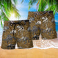 Dinosaur Bone Brown Beach Shorts Pattern Detail For Sunny Outdoor Activities
