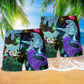 Dinosaurs Neon Full Colorful Dinosaur Beach Shorts Design Detail For Coastal Escapes And Daily Wear