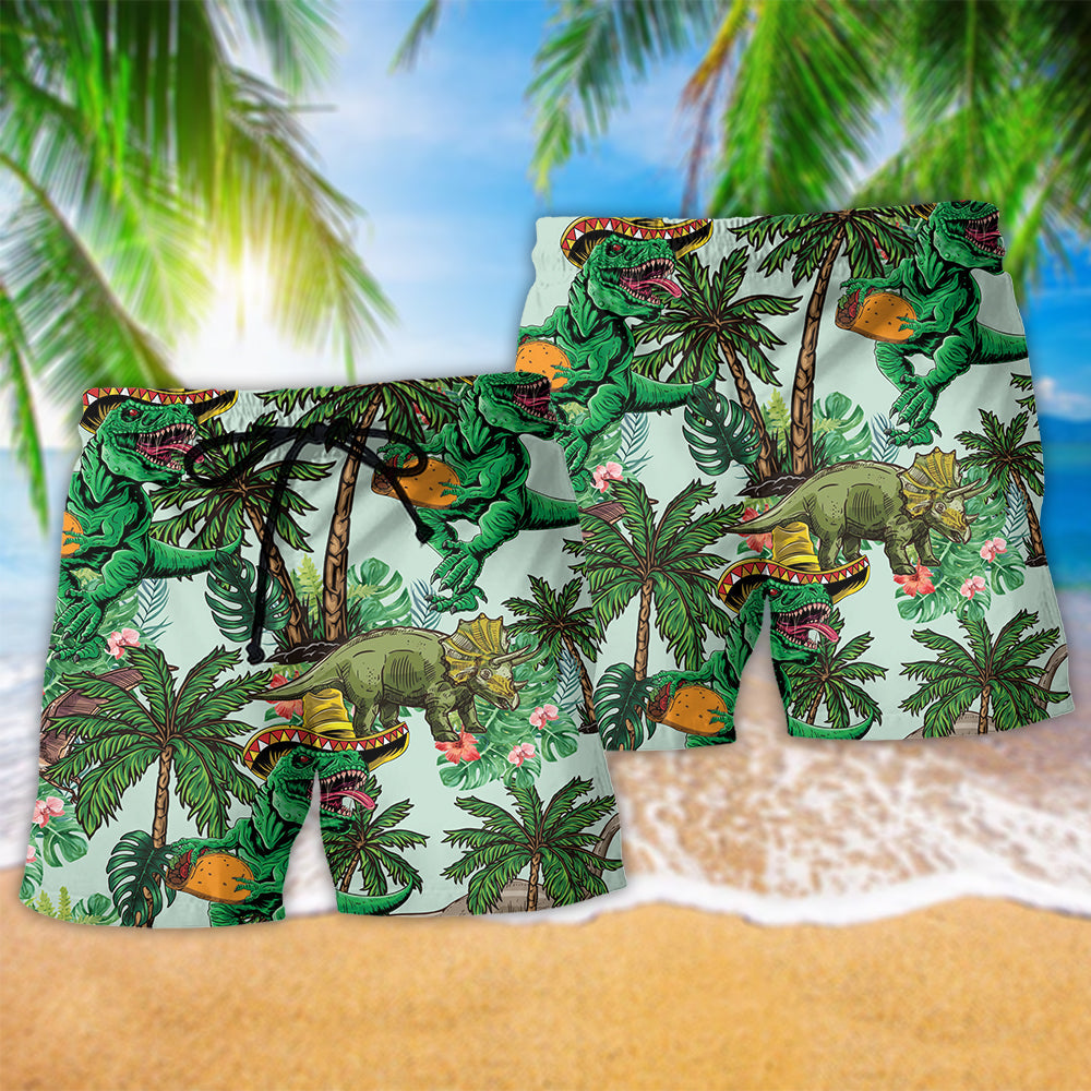 Dinosaur Beach Shorts Pattern Detail For Casual Outings And Travel Ready Comfort