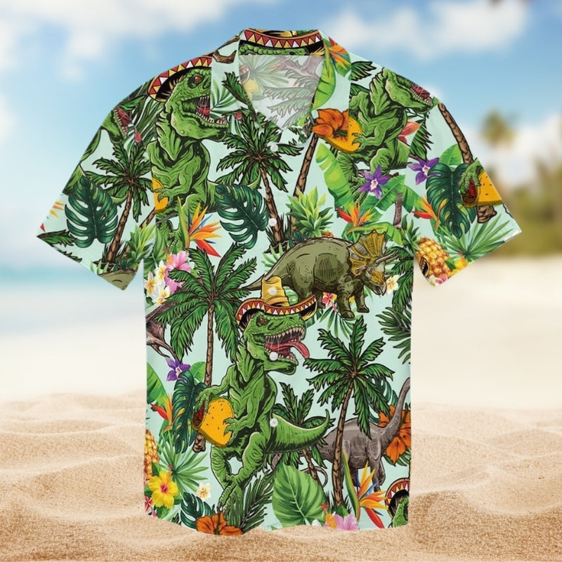 Prehistoric Dinosaurs Hawaiian Shirt For Outdoor Gatherings And Coastal Style
