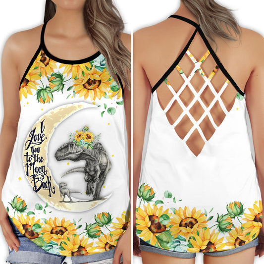 Dinosaur Peace Sunflower Chill Mood Hollow Tank Top For Yoga Practice And Summer Outings