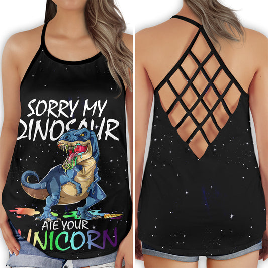 Dinosaur Beautiful Life Cute Retro Animal Hollow Tank Top For Yoga Workouts And Casual Wear