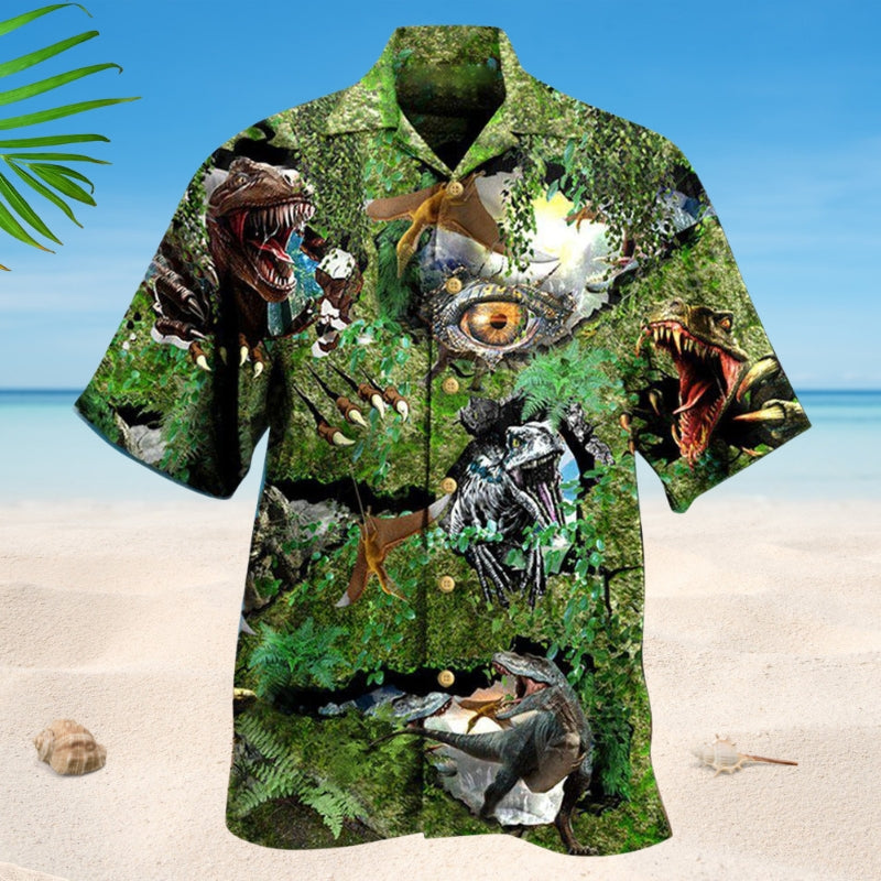 Dinosaurs Rex Hawaiian Shirt For Resort Trips, Coastal Parties, And Warm Weather Style