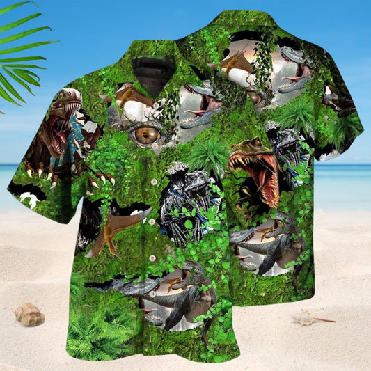 Dinosaurs Rex Hawaiian Shirt For Resort Trips, Coastal Parties, And Warm Weather Style